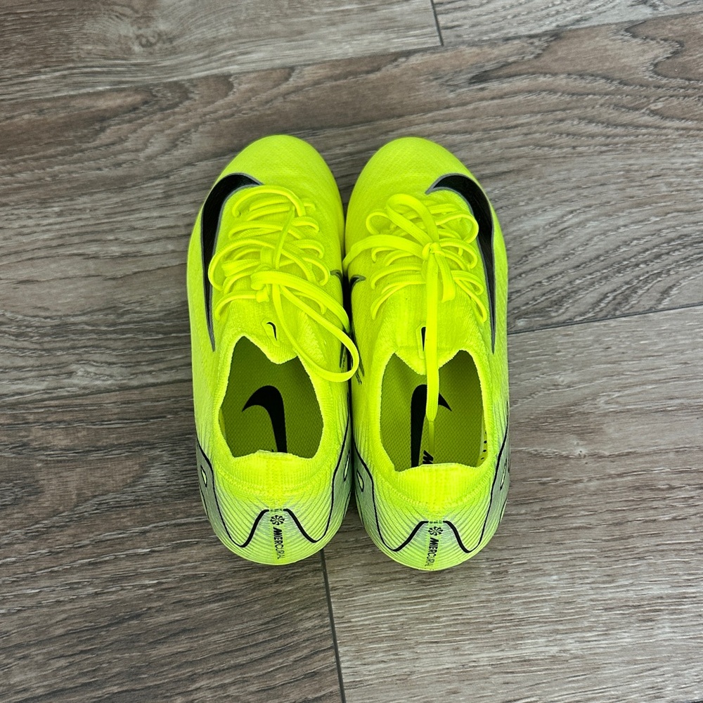 Nike Kids Neon Yellow Soccer Cleats with Black Swoosh - Picture 3 of 4